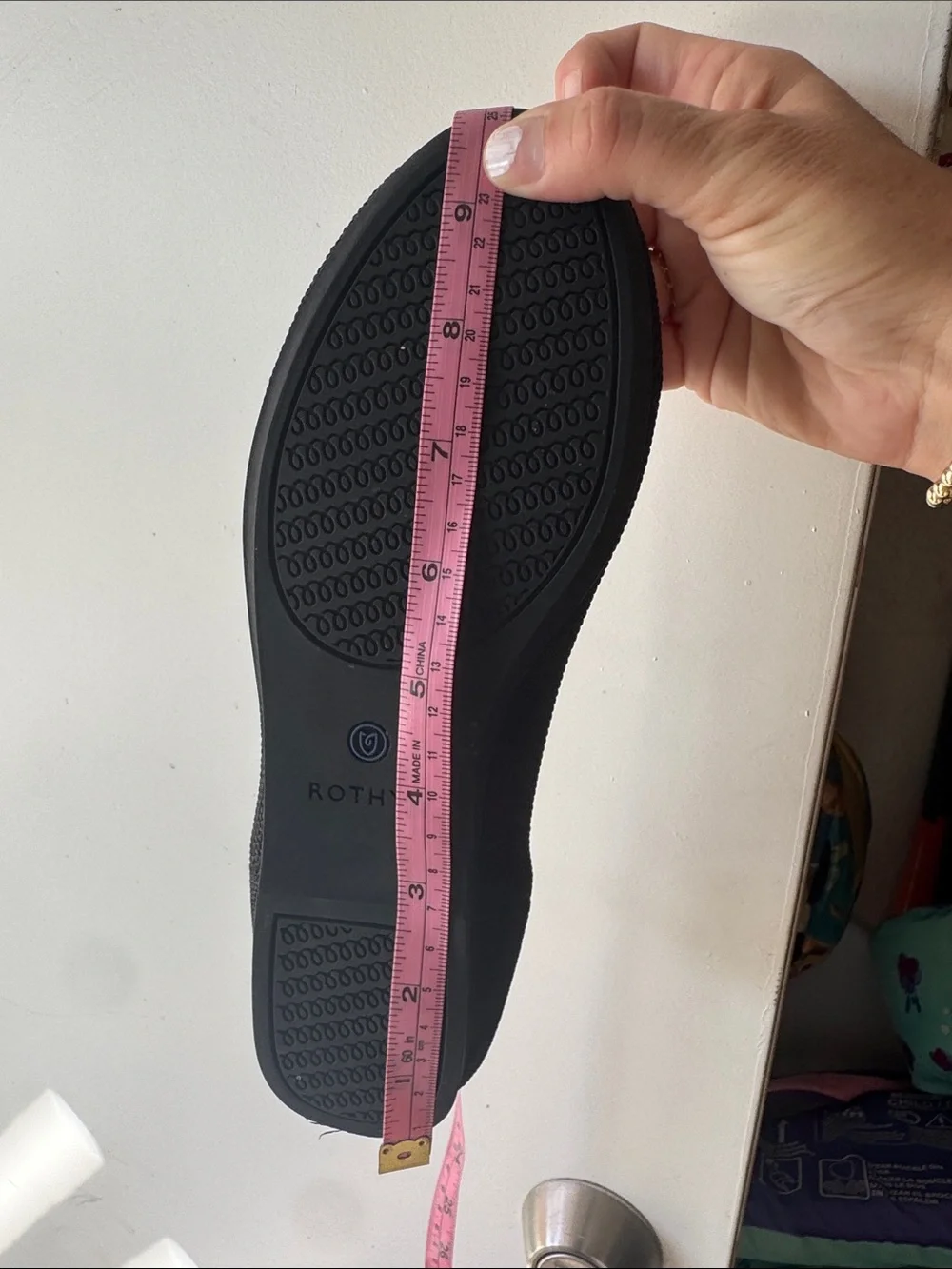 Rothy's Black Knit Women's Ballet Flats with White Trim  back size 8